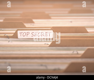 Top secret files with the focus on the folder labeled. Stock Photo