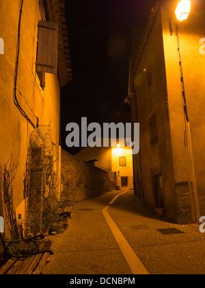 Night time scene in the hilltop village of Bellegarde-du-Razes, Aude, Laguedoc, France Stock Photo