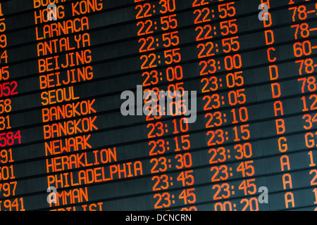 Your travel starts here: departures flights information schedule in international airport Stock Photo