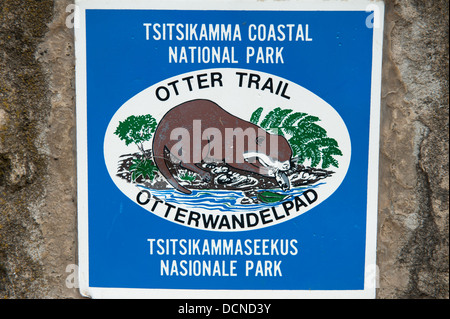 Sign for the Otter Trail, Tsitsikamma, Garden Route National Park, South Africa Stock Photo