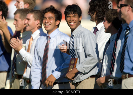 The Virginia Men's Tennis Team, including national champion Somdev Devvarman were honored during the UVA v UCONN game at Scott Stadium in Charlottesville, VA on October 13, 2007. Stock Photo