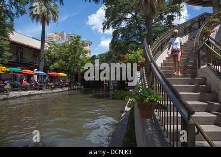 San Antonio, Texas - The San Antonio Riverwalk. Stock Photo