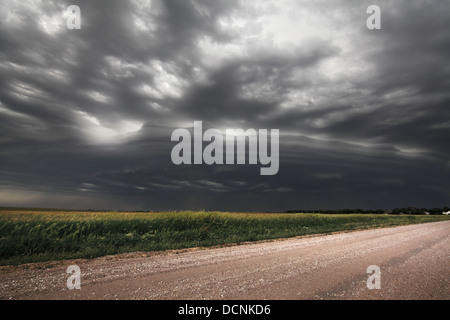Fantastic cloud structure over countryside. Stock Photo