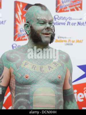 Erik Sprague aka 'The Lizardman'   at the launch of Ripley's Believe It Or Not book launch at Ripley's, Piccadilly  London, England- 27.10.11 Stock Photo