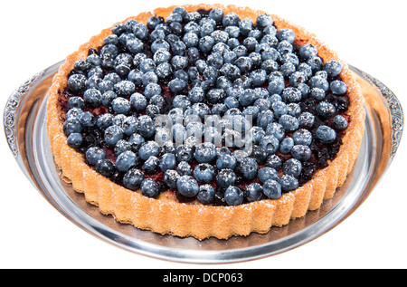 Blueberry Tart isolated on white background Stock Photo