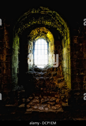 Sunlight through a castle window. Peveril Castle Derbyshire England uk Stock Photo