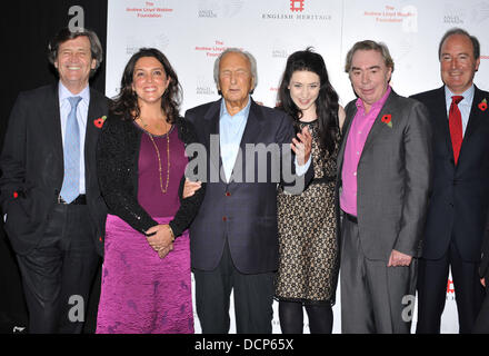 Melvyn Bragg, Lord Andrew Lloyd Webber, Michael Winner, Danielle Hope, Bettany Hughes, Charles Moore English Heritage Angel Awards - photocall held at The Palace Theatre. London, England - 31.10.11 Stock Photo