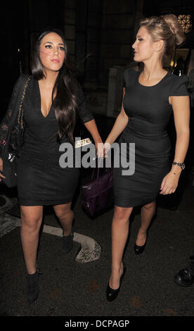 The Only Way is Essex stars Peri Sinclair and Samantha Faiers leaving Aura nightclub. London, England - 03.11.11 Stock Photo