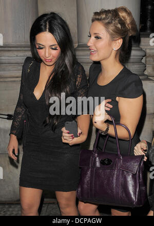 The Only Way is Essex stars Peri Sinclair and Samantha Faiers leaving Aura nightclub. London, England - 03.11.11 Stock Photo