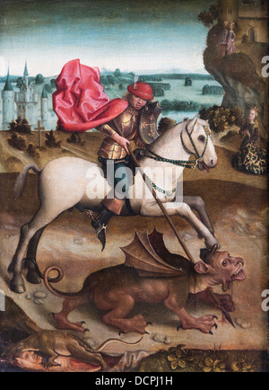 15th century  -  Saint George fighting the Dragon, end of the 15 century Philippe Sauvan-Magnet / Active Museum Stock Photo