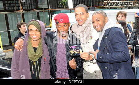 Aston Merrygold, Oriste Williams, Marvin Humes and JB, real name Jonathan Gill, of JLS   outside the BBC Radio 1 studios  London, England - 09.11.11 Stock Photo