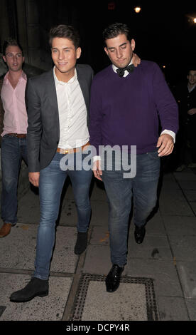 Joey Essex and James Argent leaving Aura nightclub appearing rather worse for wear.  London, England - 10.11.11 Stock Photo