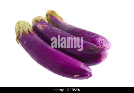 organic Fresh eggplants isolated on white Stock Photo