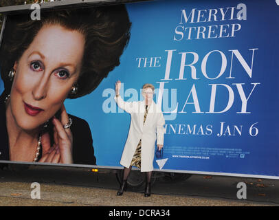 Meryl Streep unveils the UK poster campaign for 'The Iron Lady' on the south bank London, England - 14.11.10 Stock Photo