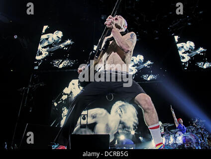 Michael Balzary aka Flea of the Red Hot Chili Peppers performing at Manchester MEN Arena.  Manchester, England - 14.11.11 Stock Photo