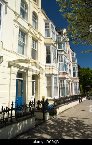 UK, Wales, Ceredigion, Aberystwyth, North Parade, newly refurbished residential housing in town centre Stock Photo