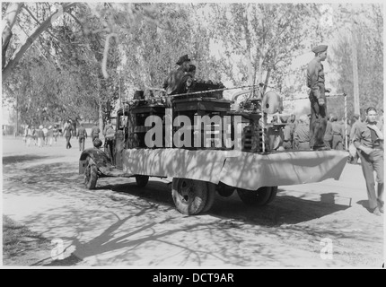 CCC Camp BR-7 Shoshone Project, Lovell, Wyoming, Repair shop float, arranged by Arthur Rena, Camp Mechanic, for... - - 293507 Stock Photo