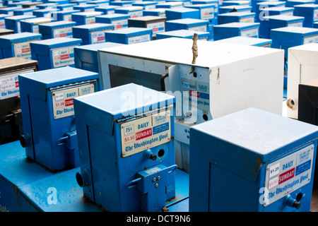 Abandoned surplus Washington Post newspaper vending machines. Stock Photo