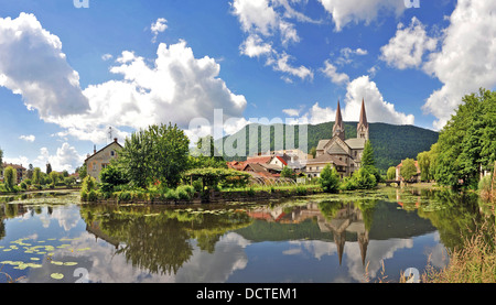 Town Kocevje with river, Slovenia. Stock Photo