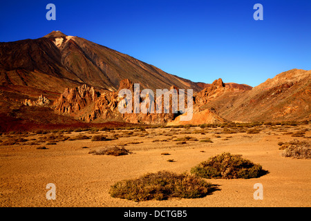 Volcano Teide with Los Roques de Garcia in the foreground, Island Tenerife, Canary Islands, Spain Stock Photo