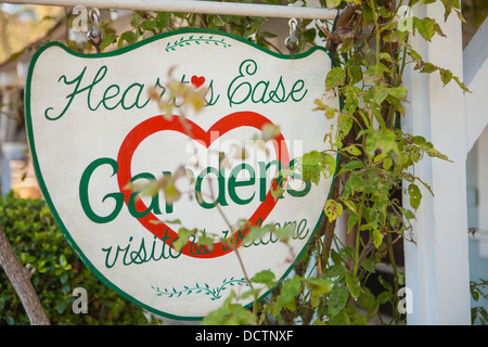 Heart's Ease Gardens sign, Cambria, California, United States of America Stock Photo