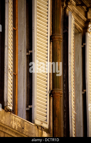 Old window with wooden shutters Stock Photo