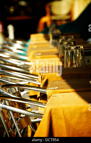Restaurant patio in medieval town, Rome - Italy Stock Photo