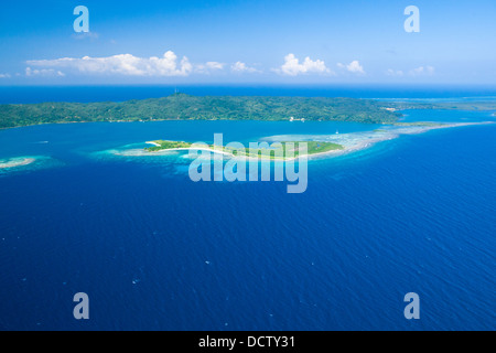 Aerial view of Fort Morgan Cay, Roatan, Honduras Stock Photo