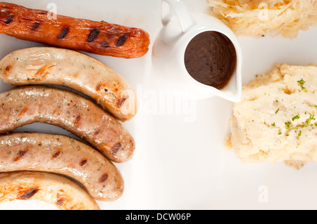 selection of all main type of german wurstel saussages Stock Photo
