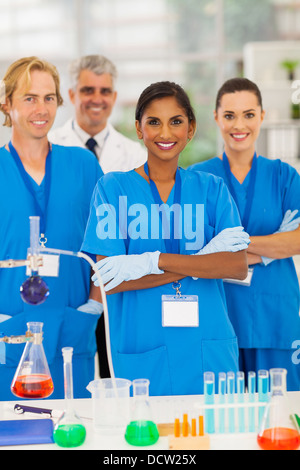 group of lab technicians in modern lab Stock Photo