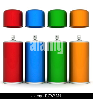 aluminum spray cans Stock Photo