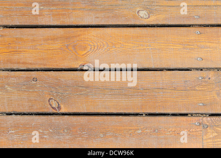 Overhead view of textured brown wooden background. Stock Photo