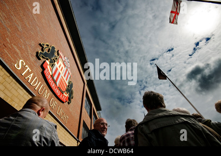 Fans outside of the Sunderland Stadium of Light Stock Photo