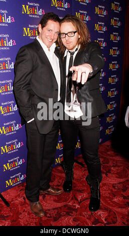 Tim Minchin and Bertie Carvel Celebrities attending 'Matilda The Musical' press night at the Theatre Royal - Inside London, England - 24.11.11  ***Not Available for Publication in the Daily Express, Daily Star and Evening Standard. Available for Publication in the Rest of the World*** Credit Mandatory: Cameron Clegg/WENN.com Stock Photo