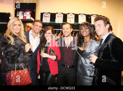 Alex Reid, Chantelle Houghton, Kerry-Lucy Taylor and Lee Latchford-Evans Gary Anderson launch party on Saville Row London, England - 24.11.11 Stock Photo