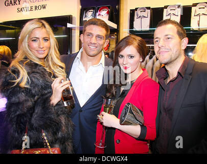 Alex Reid, Chantelle Houghton, Kerry-Lucy Taylor and Lee Latchford-Evans Gary Anderson launch party on Saville Row London, England - 24.11.11 Stock Photo