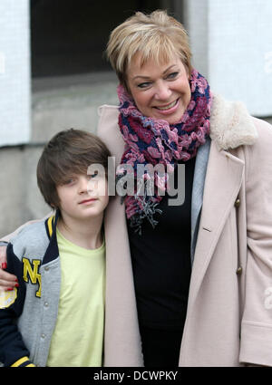 Denise Welch with her son Louis at the ITV studios London, England - 05.12.11 Stock Photo