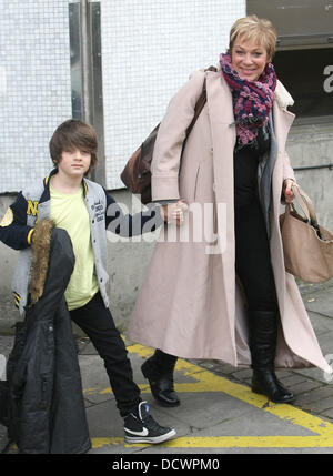 Denise Welch with her son Louis at the ITV studios London, England - 05.12.11 Stock Photo