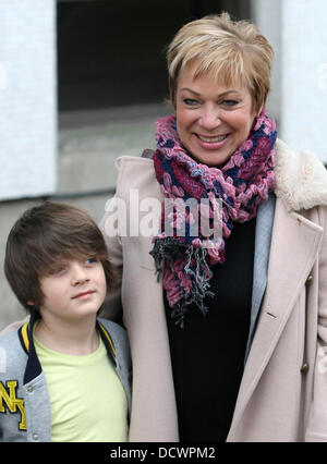 Denise Welch with her son Louis at the ITV studios London, England - 05.12.11 Stock Photo