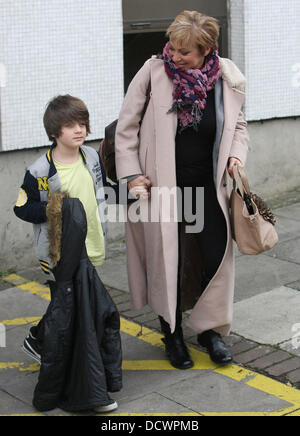 Denise Welch with her son Louis at the ITV studios London, England - 05.12.11 Stock Photo