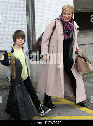 Denise Welch with her son Louis at the ITV studios London, England - 05.12.11 Stock Photo