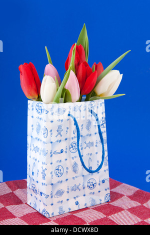 Dutch souvenir bag with tulips Stock Photo