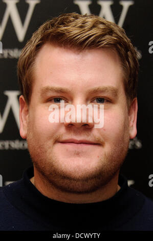Funnyman James Corden signs copies of his autobiography ' May I have your attention, Please! ' at Waterstones, Bluewater Shopping Centre. Kent, England - 08.12.11 Stock Photo