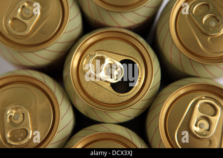 Ring pulls on the top of Ginger beer cans Stock Photo