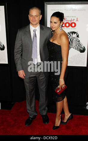 Matt Damon and Luciana Bozan Barroso,  New York premiere of 'We Bought a Zoo' at the Ziegfeld Theater - Arrivals. New York City, USA - 12.12.11 Stock Photo