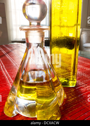 Still Life , Olive Oil Cruet and Bottle Stock Photo