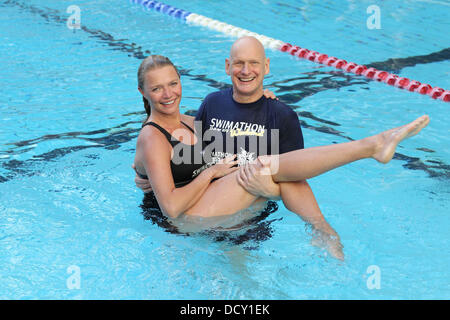 Jodie Kidd and Duncan Goodhew MBE officially launch Swimathon 2012, an annual charity swim which takes place every April at the Oasis Sports Centre in Covent Garden London, England - 05.01.12    Credit Mandatory: WENN.com Stock Photo