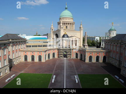 The interior court yard of the new parliament building of Brandenburg is pictured in Potsdam Germany, 22 August 2013. The new seat of the state parliament shall cost 100 million euros and shall be in political hands in 2014. palace of Prussian Kings was reconstructed in accordance to plans of architect Peter Kulka. Photo: BERND SETTNIK Stock Photo