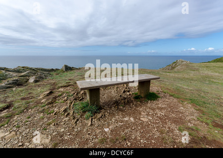 The South West Coastal Path on Bolberry Down near Hope Cove in Devon Stock Photo