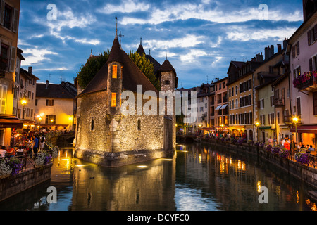 Palais de l'isle by night in Annecy - France Stock Photo